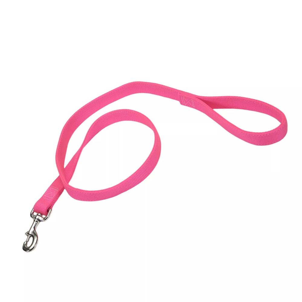 New Coastal Double-Ply Dog Leash in Neon Pink 1" x 4 ft.